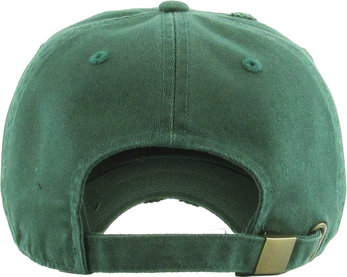Hunter Green Distressed Vintage Baseball Cap Back View